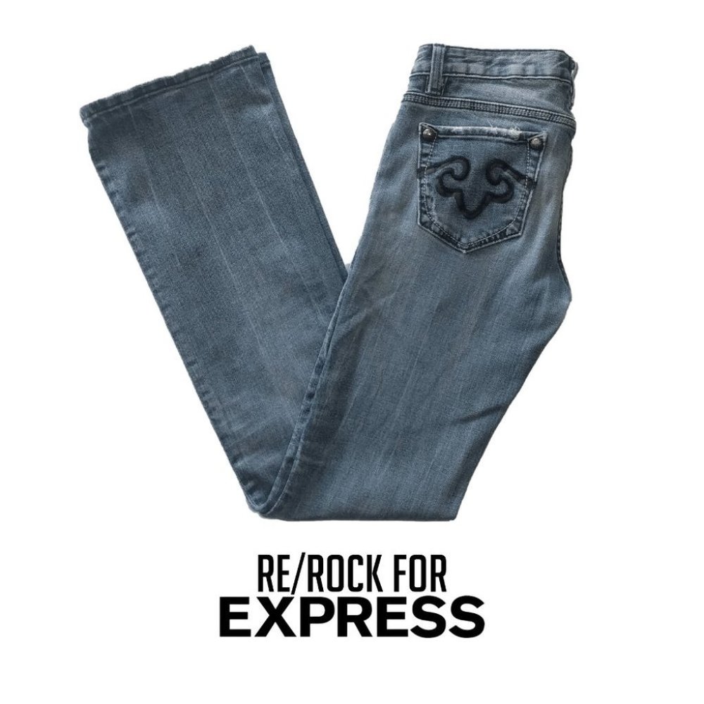 Express ReRock Boot Cut Jeans 4L Distressed (EUC)